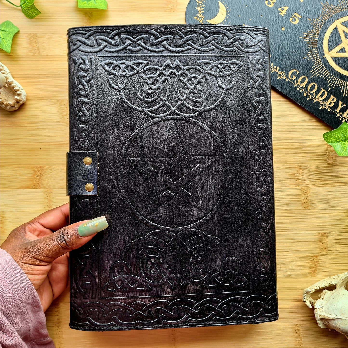 Pentagram Embossed Leather Journal