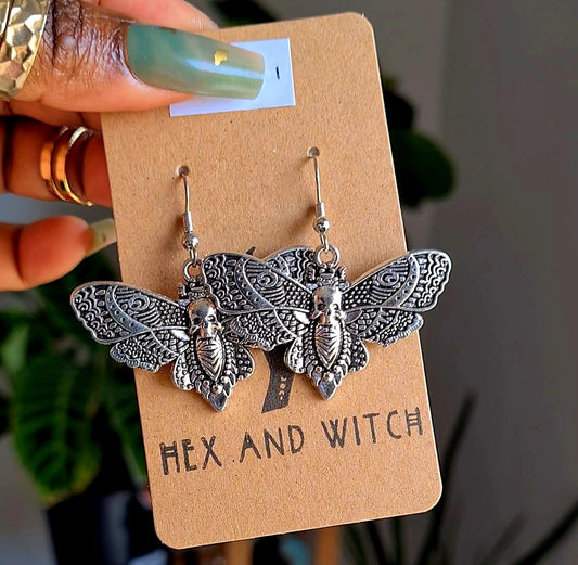 Dark Death Moth earrings